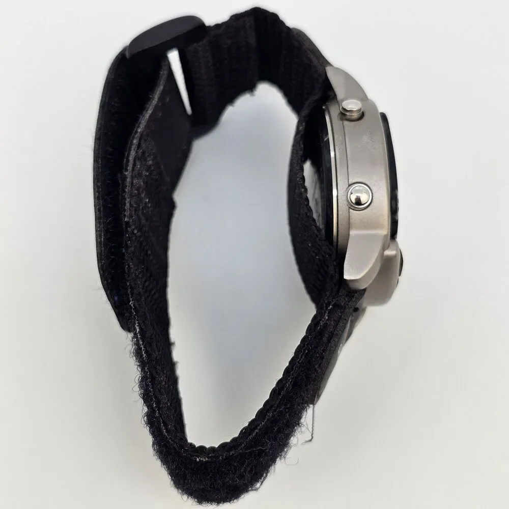 VTG Sharp Men's Digital Watch 40MM Large Gray Case Black Canvas Band New Battery